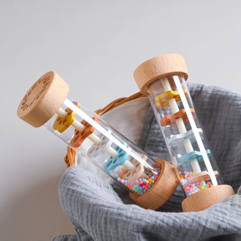 Montessori Wooden Rainmaker Toy for Babies – Sensory Rain Stick Rattle for Early Learning & Motor Skill Development