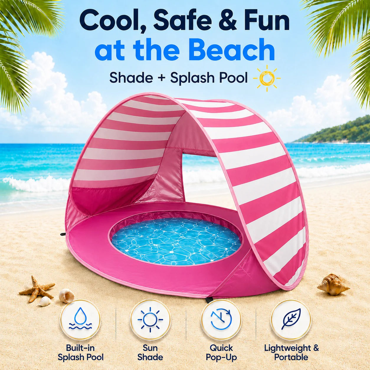 🏖️ Baby Beach Tent with Built-In Splash Pool