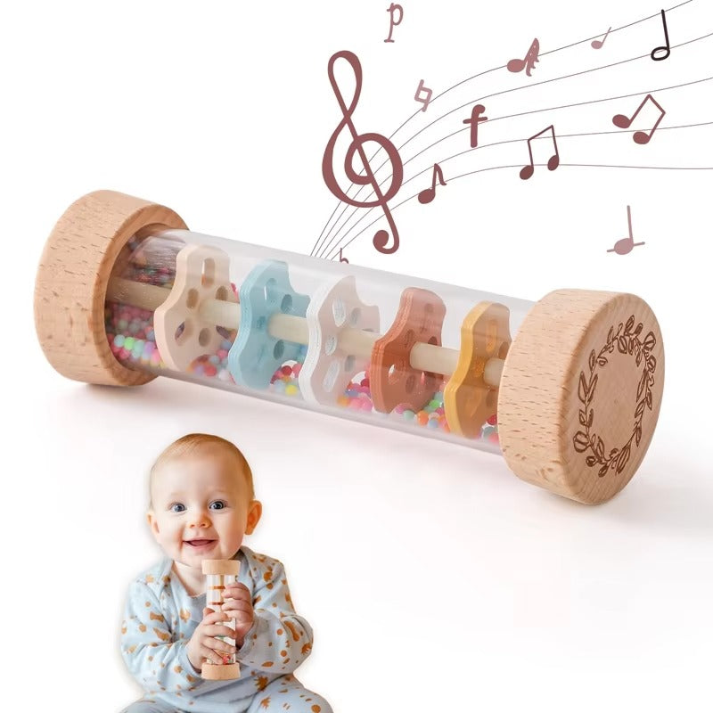 Montessori Wooden Rainmaker Toy for Babies – Sensory Rain Stick Rattle for Early Learning & Motor Skill Development