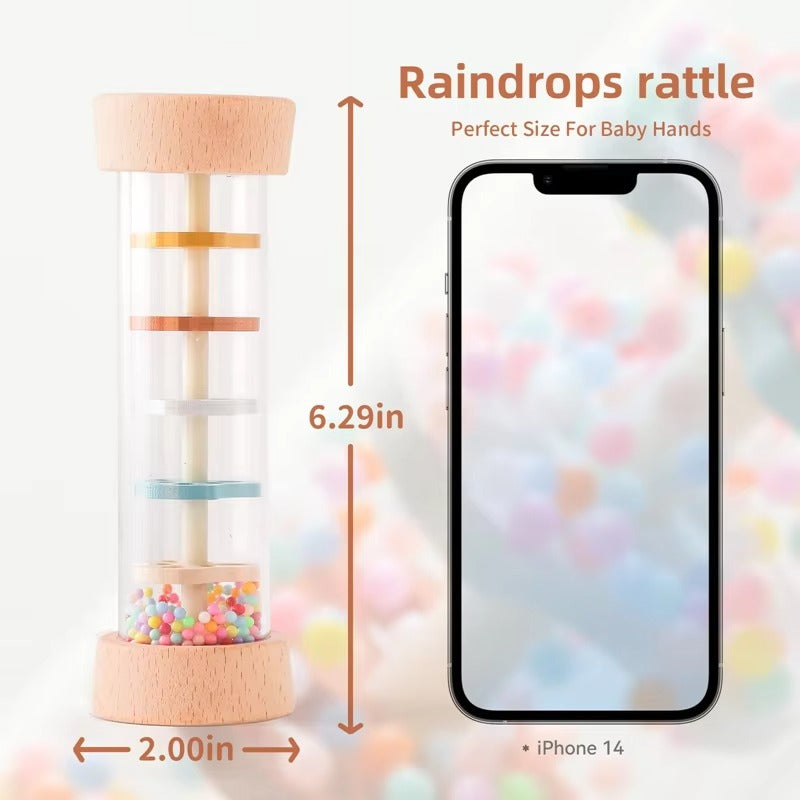 Montessori Wooden Rainmaker Toy for Babies – Sensory Rain Stick Rattle for Early Learning & Motor Skill Development