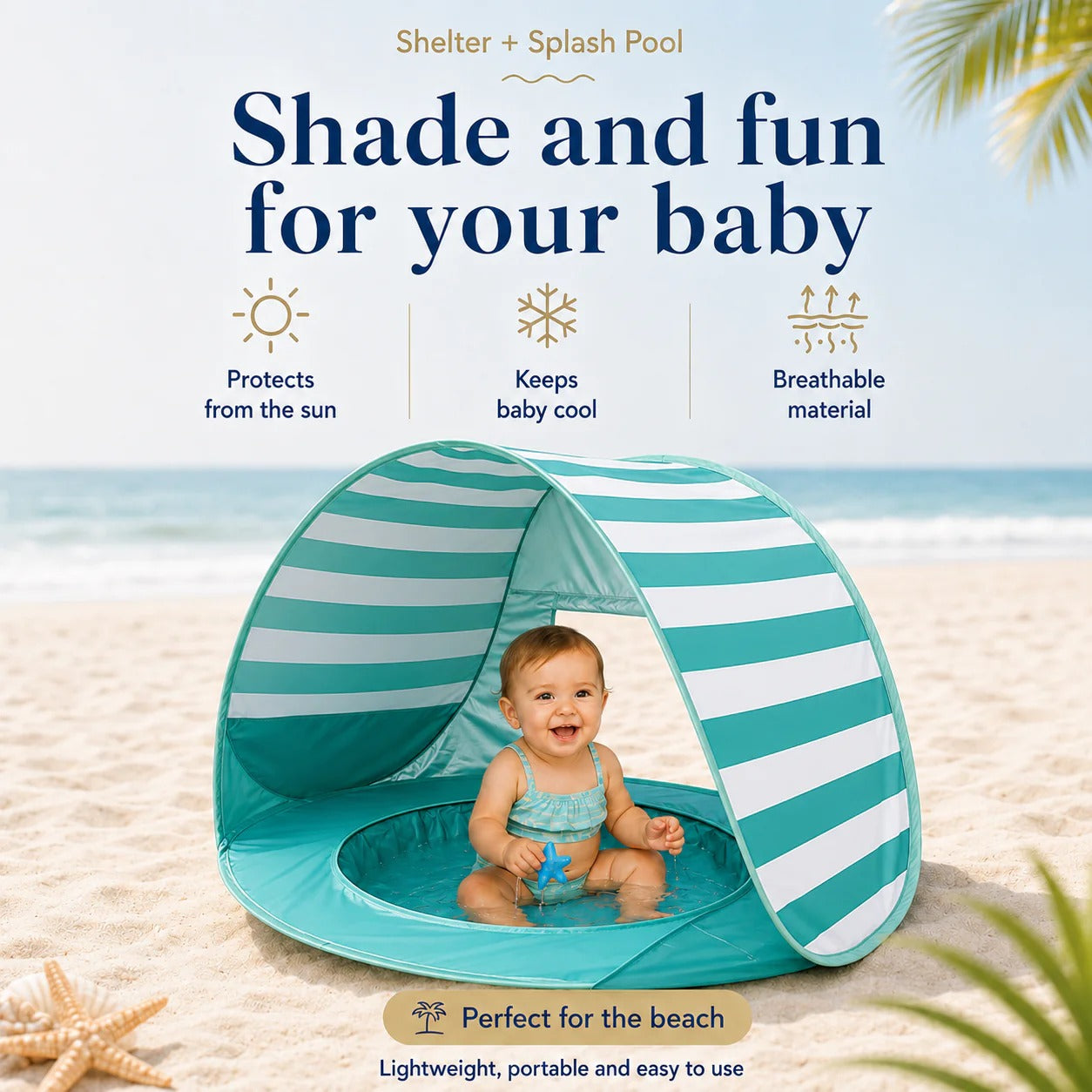 🏖️ Baby Beach Tent with Built-In Splash Pool
