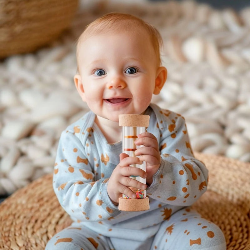 Montessori Wooden Rainmaker Toy for Babies – Sensory Rain Stick Rattle for Early Learning & Motor Skill Development