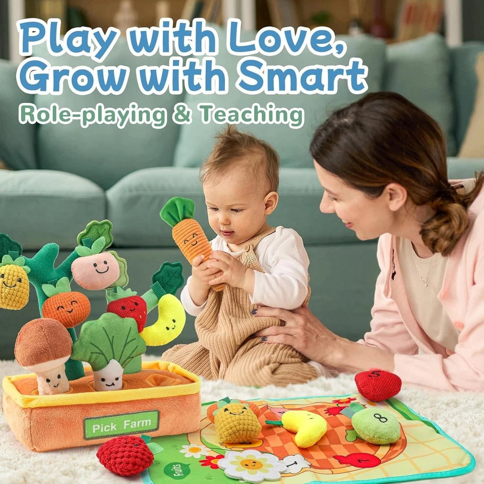 GardenGrow Sensory Plush Garden Set – Montessori Soft Vegetable Toy for Toddlers, Fine Motor Skills & Imaginative Play